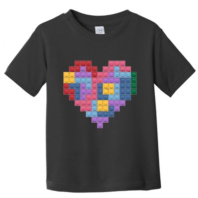 Valentines Day Blocks Pixelated Heart Bricks Toddler T-Shirt