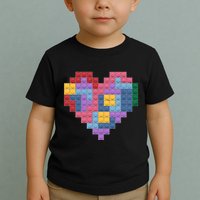 Valentines Day Blocks Pixelated Heart Bricks Toddler T-Shirt
