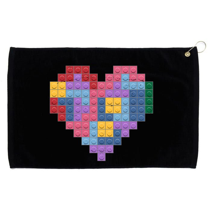 Valentines Day Blocks Pixelated Heart Bricks Grommeted Golf Towel