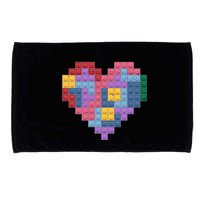 Valentines Day Blocks Pixelated Heart Bricks Microfiber Hand Towel