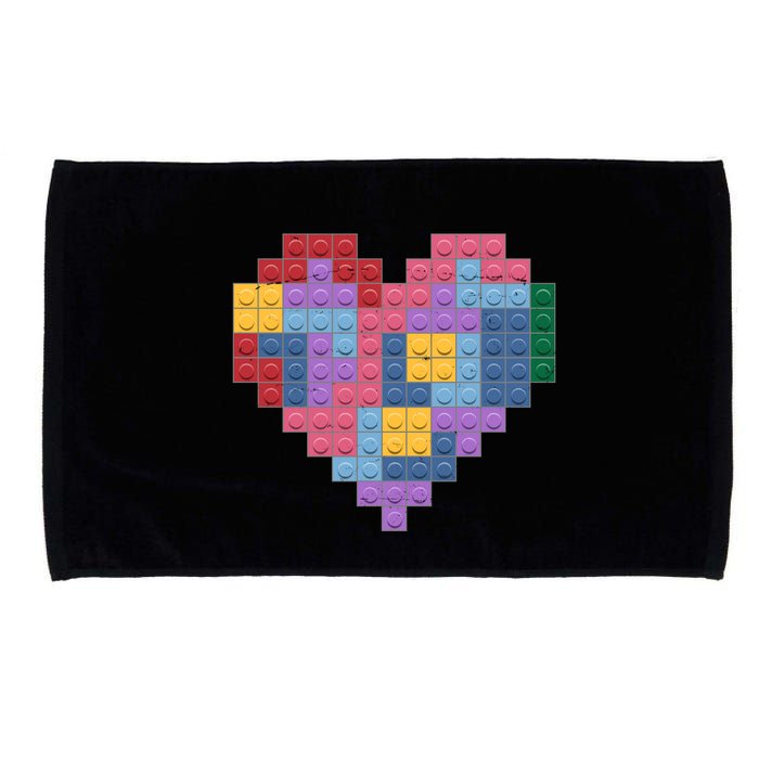 Valentines Day Blocks Pixelated Heart Bricks Microfiber Hand Towel