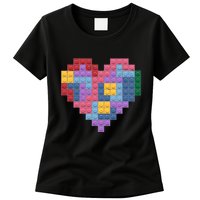 Valentines Day Blocks Pixelated Heart Bricks Womens T-Shirt