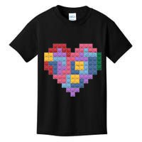 Valentines Day Blocks Pixelated Heart Bricks Kids T-Shirt
