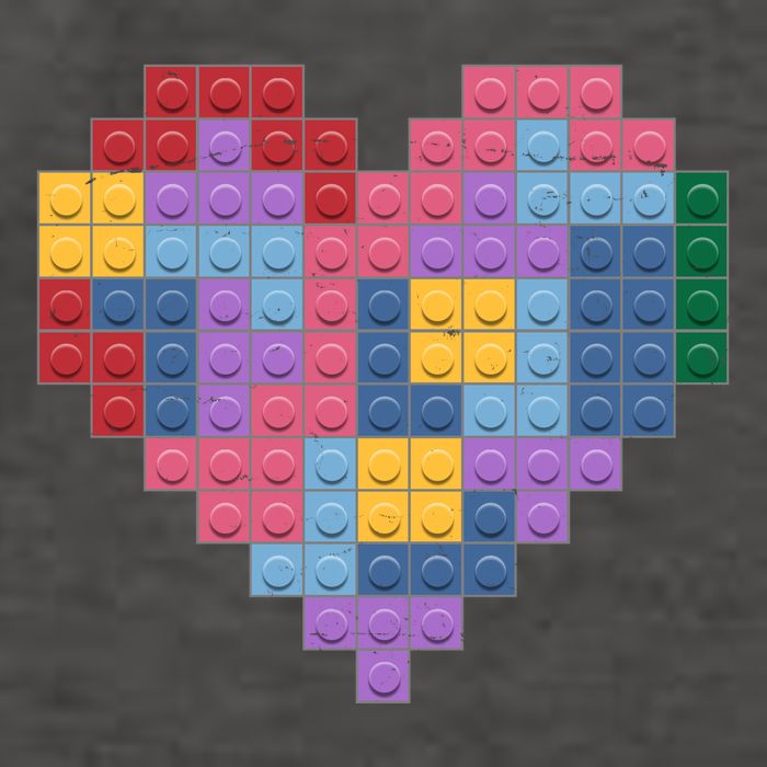 Valentines Day Blocks Pixelated Heart Bricks Vector Backpack