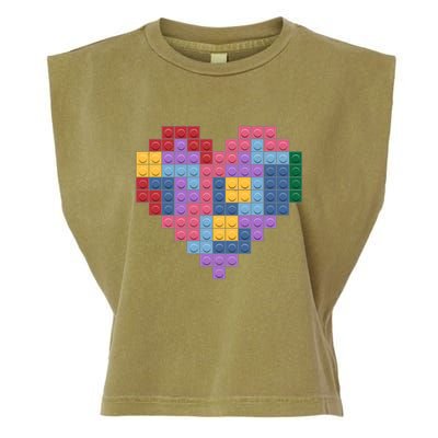 Valentines Day Blocks Pixelated Heart Bricks Garment-Dyed Women's Muscle Tee