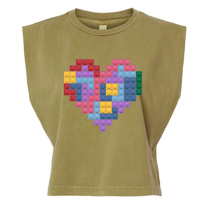 Valentines Day Blocks Pixelated Heart Bricks Garment-Dyed Women's Muscle Tee