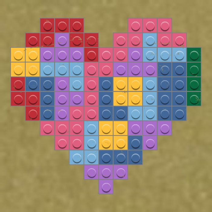 Valentines Day Blocks Pixelated Heart Bricks Garment-Dyed Women's Muscle Tee