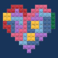 Valentines Day Blocks Pixelated Heart Bricks Infant Baby Jersey Bodysuit