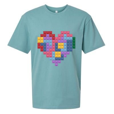 Valentines Day Blocks Pixelated Heart Bricks Sueded Cloud Jersey T-Shirt