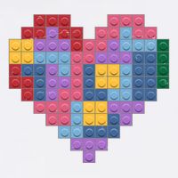 Valentines Day Blocks Pixelated Heart Bricks Garment-Dyed Sweatshirt