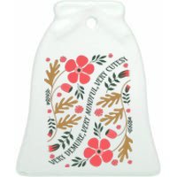 Very Demure Boho Flowers Ceramic Bell Ornament