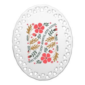 Very Demure Boho Flowers Ceramic Oval Ornament