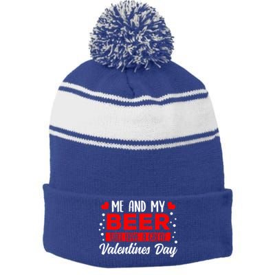 Valentines Day Beer Lover Er Brewer Alcohol Funny Gift Stripe Pom Pom Beanie