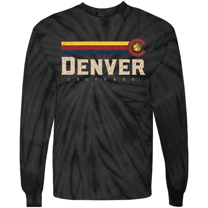 Vintage Denver Basketball CO Tee Retro Bball Denver Tie-Dye Long Sleeve Shirt