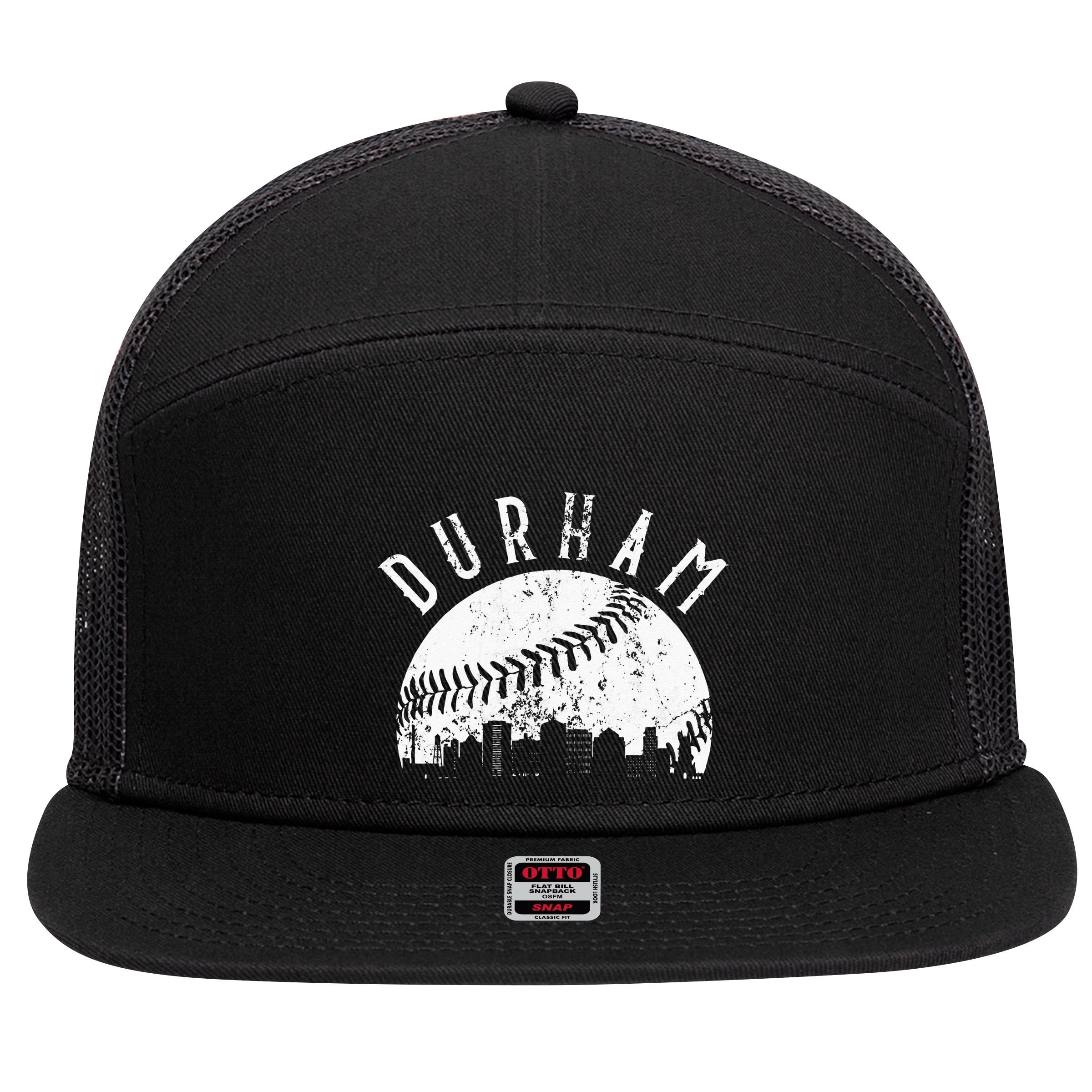 Vintage Durham Baseball Skyline Apparel 7 Panel Mesh Trucker Snapback Hat