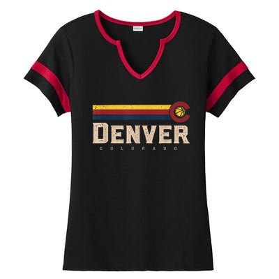 Vintage Denver Basketball CO Tee Retro Bball Denver Ladies Halftime Notch Neck Tee