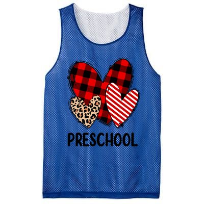 Valentines Day Buffalo Plaid Leopard Preschool Teacher Funny Gift Funny Gift Mesh Reversible Basketball Jersey Tank