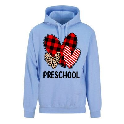 Valentines Day Buffalo Plaid Leopard Preschool Teacher Funny Gift Funny Gift Unisex Surf Hoodie