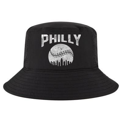 Vintage Distressed Baseball Lovers Cityscape Skyline Cool Comfort Performance Bucket Hat