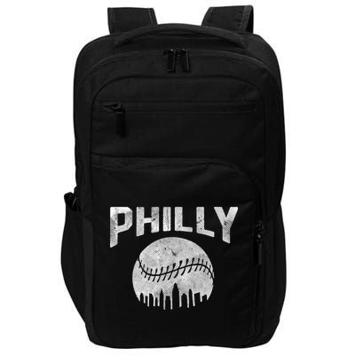 Vintage Distressed Baseball Lovers Cityscape Skyline Impact Tech Backpack