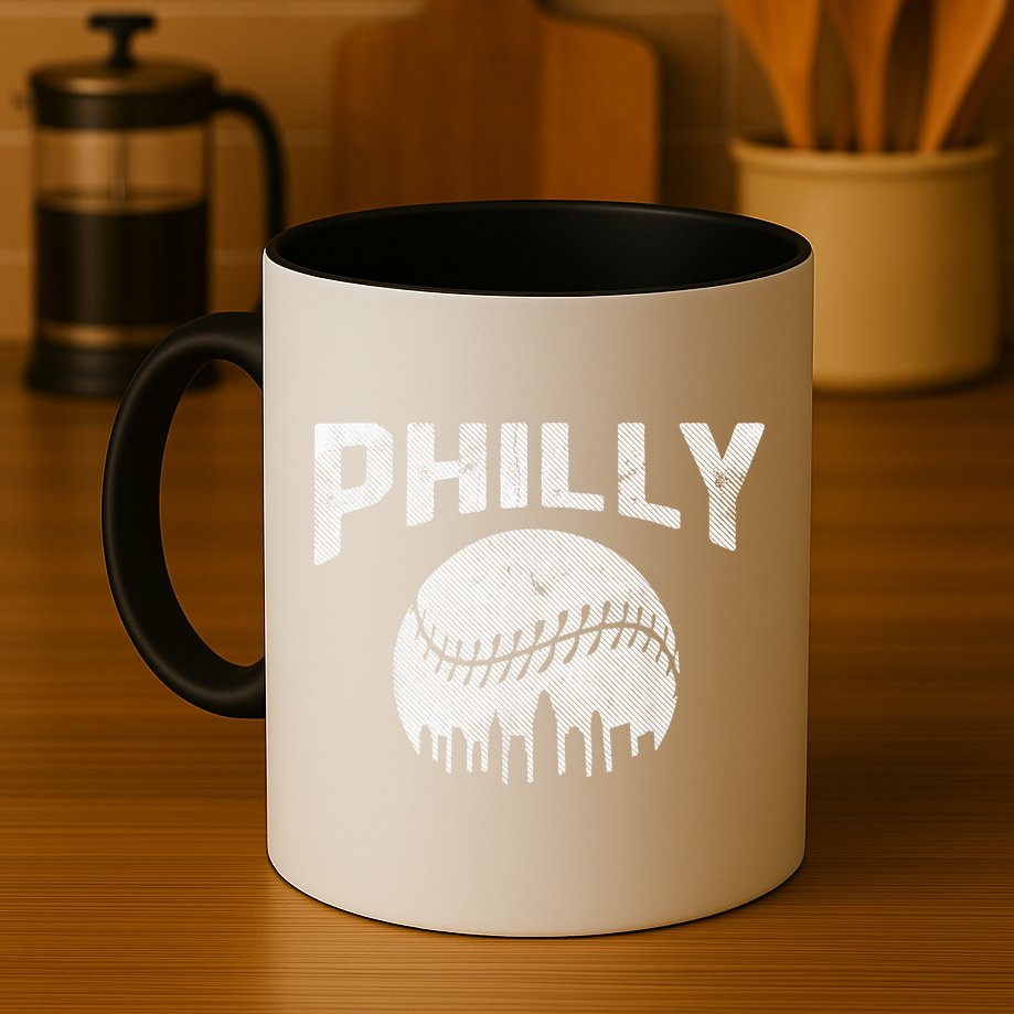 Vintage Distressed Baseball Lovers Cityscape Skyline Mug