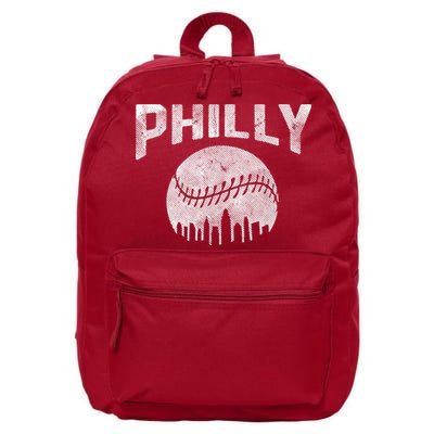 Vintage Distressed Baseball Lovers Cityscape Skyline 16 in Basic Backpack