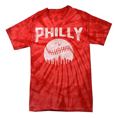 Vintage Distressed Baseball Lovers Cityscape Skyline Tie-Dye T-Shirt