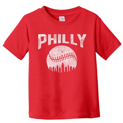 Vintage Distressed Baseball Lovers Cityscape Skyline Toddler T-Shirt