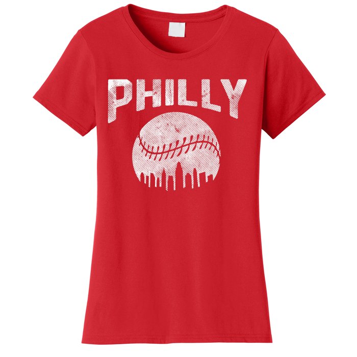 Vintage Distressed Baseball Lovers Cityscape Skyline Women's T-Shirt