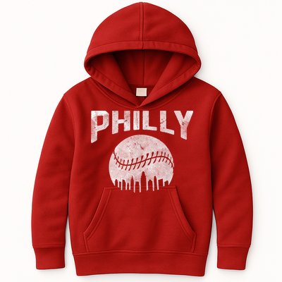Vintage Distressed Baseball Lovers Cityscape Skyline Kids Hoodie