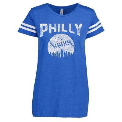 Vintage Distressed Baseball Lovers Cityscape Skyline Enza Ladies Jersey Football T-Shirt