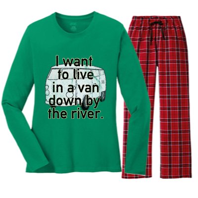 Van Down By The River Distressed Women's Long Sleeve Flannel Pajama Set 