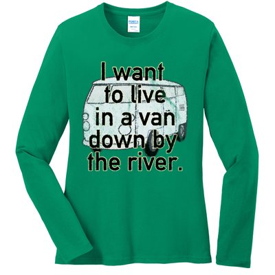 Van Down By The River Distressed Ladies Long Sleeve Shirt