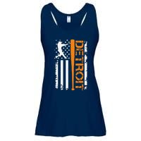 Vintage Detroit Baseball American Us Flag Ladies Essential Flowy Tank