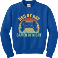 Vintage Dad By Day Gamer By Night Fathers Day Gift Kids Sweatshirt