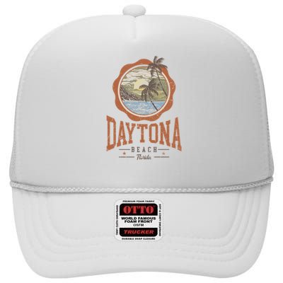 Vintage Daytona Beach Florida High Crown Mesh Back Trucker Hat