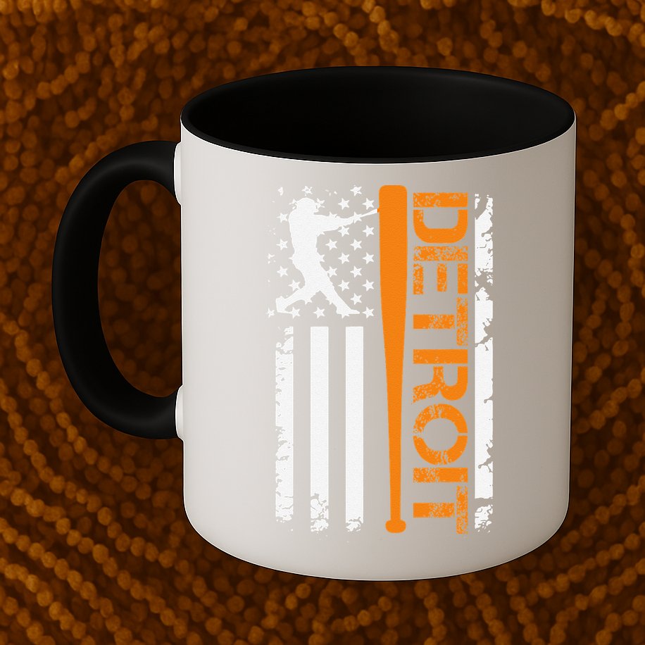 Vintage Detroit Baseball American Us Flag Mug