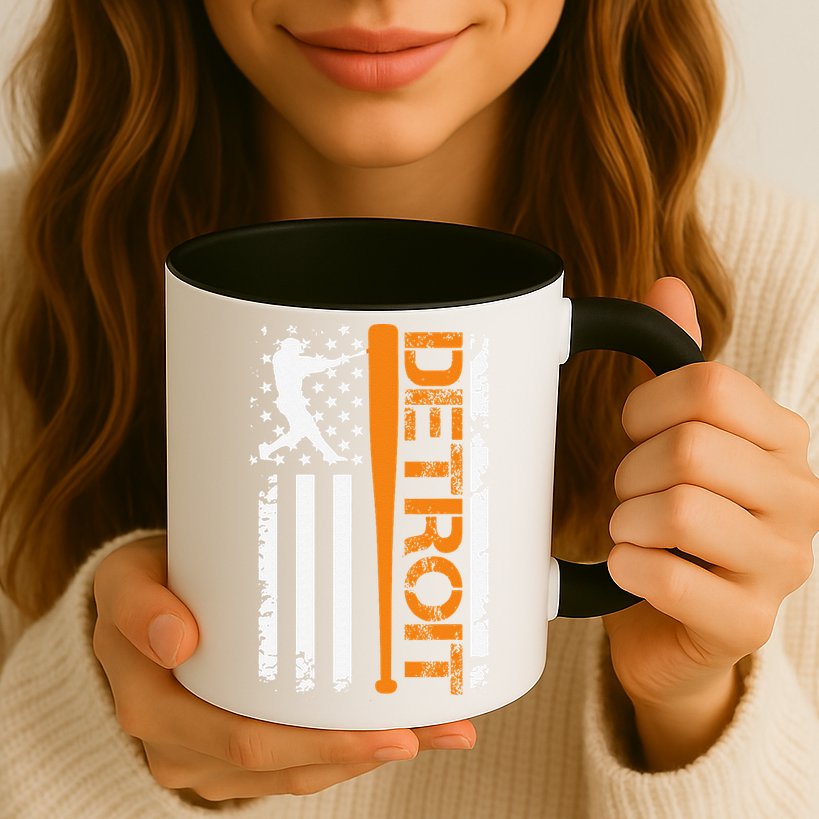 Vintage Detroit Baseball American Us Flag Mug