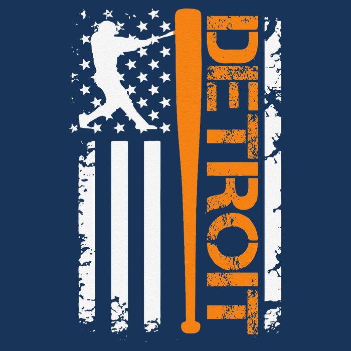 Vintage Detroit Baseball American Us Flag Cooling Performance Crew T-Shirt