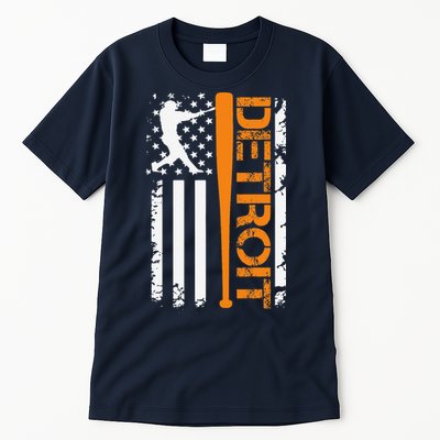 Vintage Detroit Baseball American Us Flag Tall T-Shirt