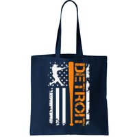 Vintage Detroit Baseball American Us Flag Tote Bag