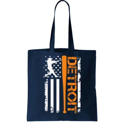 Vintage Detroit Baseball American Us Flag Tote Bag