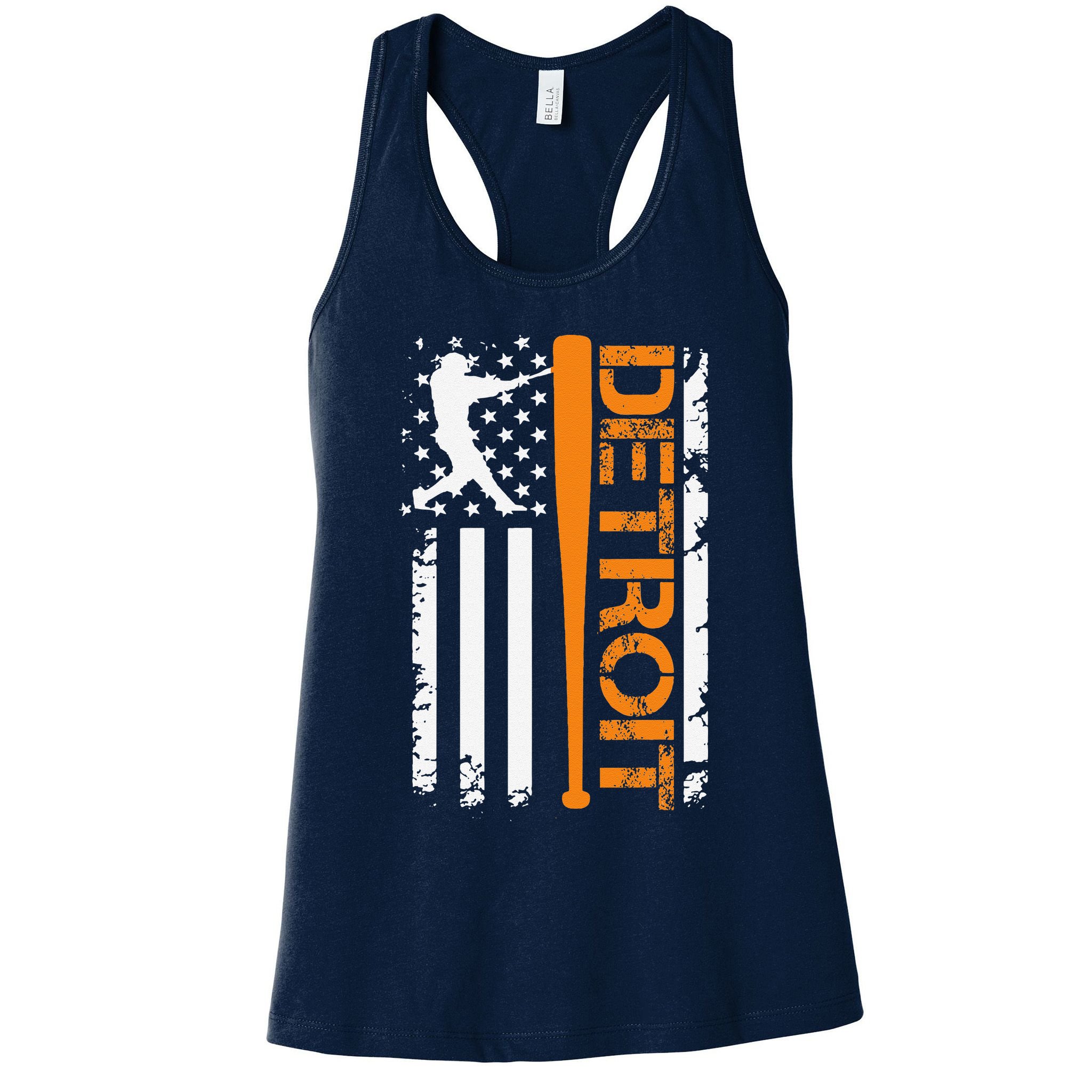 Vintage Detroit Baseball American Us Flag Womens Tank Top