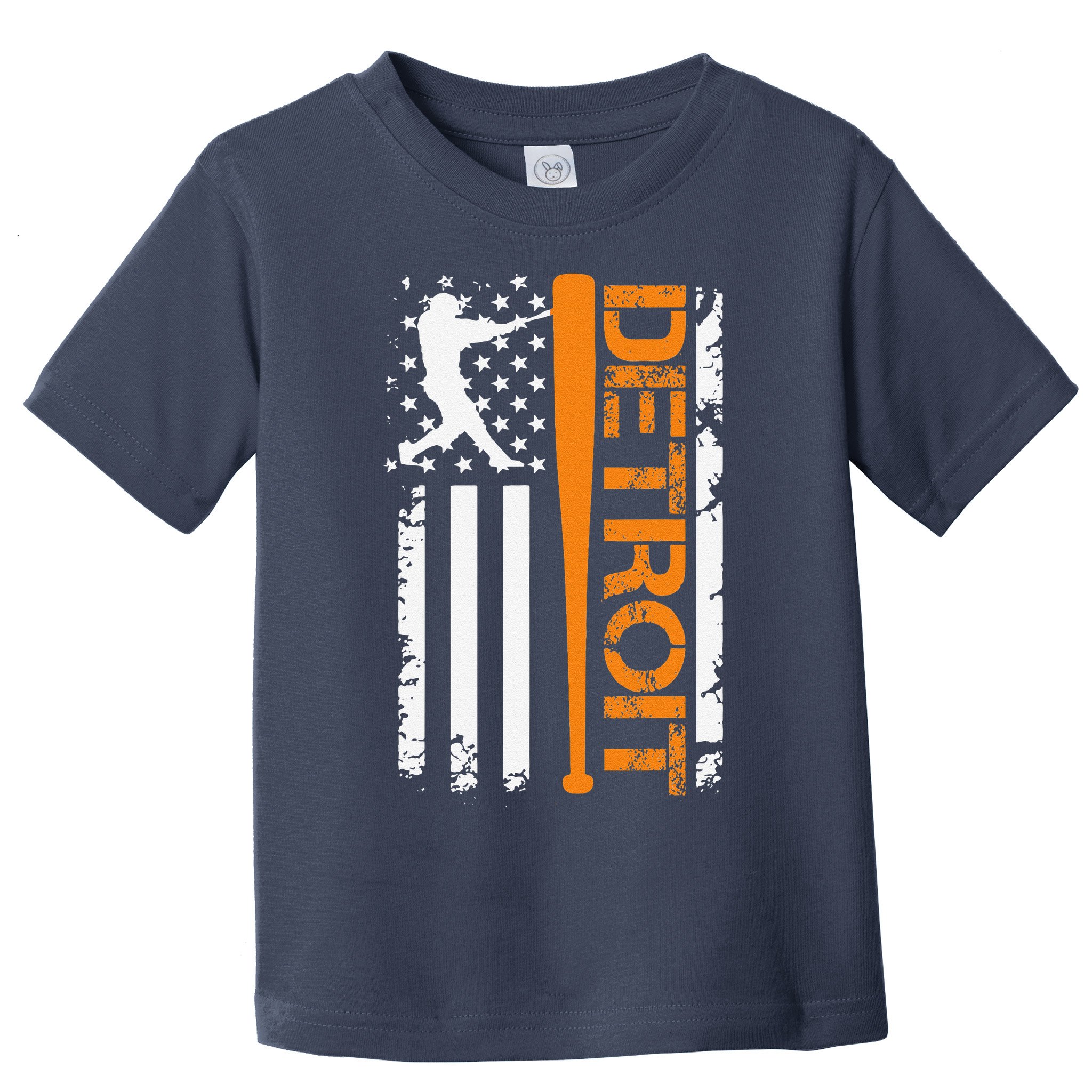 Vintage Detroit Baseball American Us Flag Toddler T-Shirt