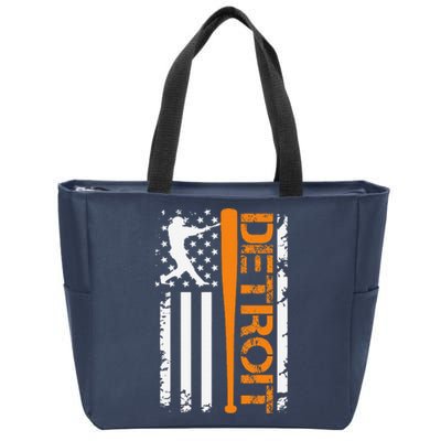 Vintage Detroit Baseball American Us Flag Zip Tote Bag