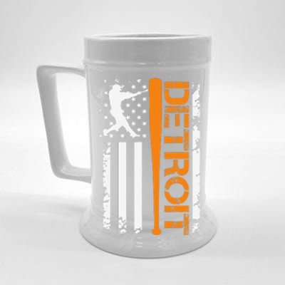 Vintage Detroit Baseball American Us Flag Beer Stein