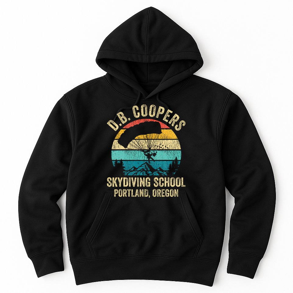 Vintage D. B. Coopers Skydiving School Portland Oregon Retro Hoodie