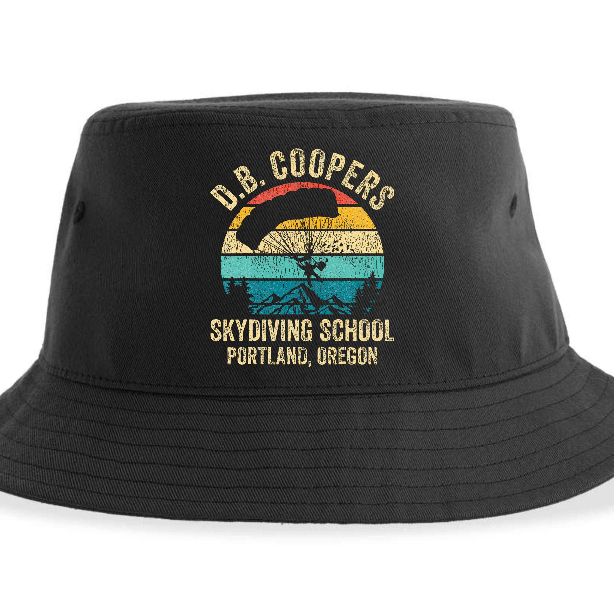 Vintage D. B. Coopers Skydiving School Portland Oregon Retro Sustainable Bucket Hat