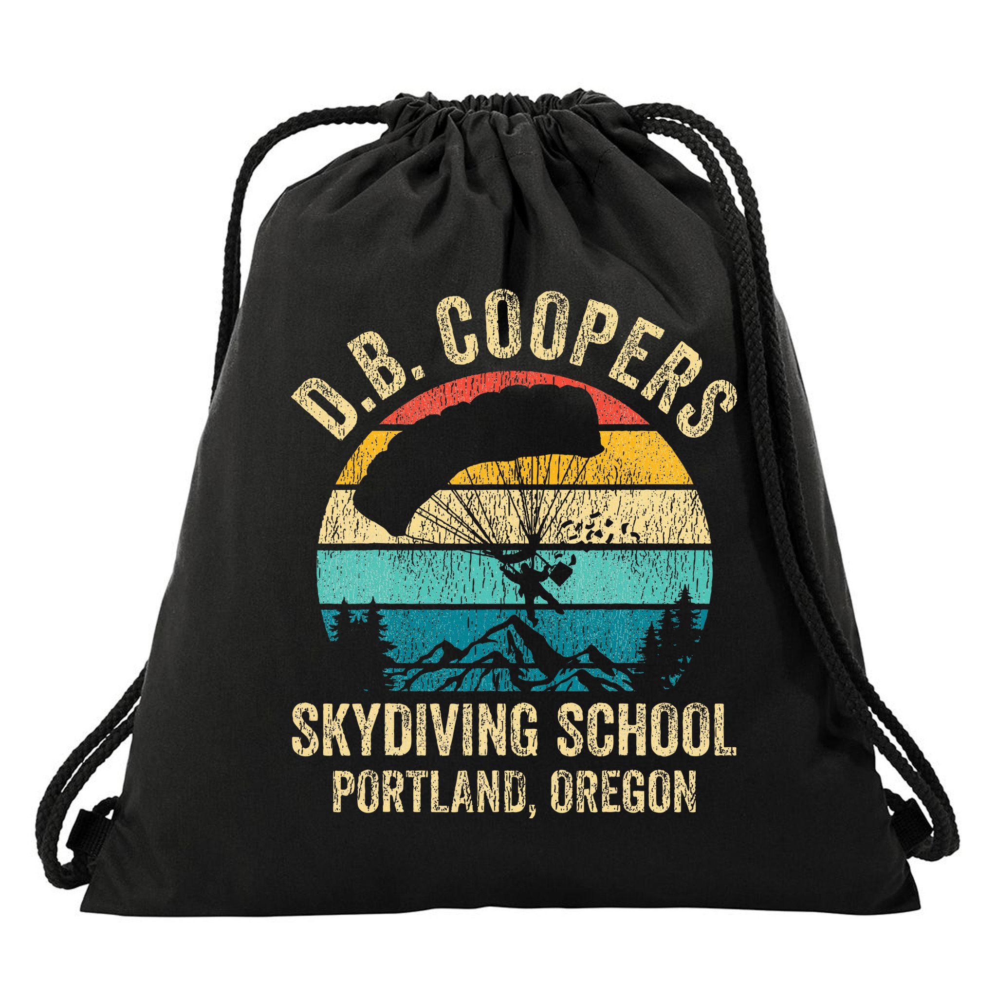 Vintage D. B. Coopers Skydiving School Portland Oregon Retro Drawstring Bag