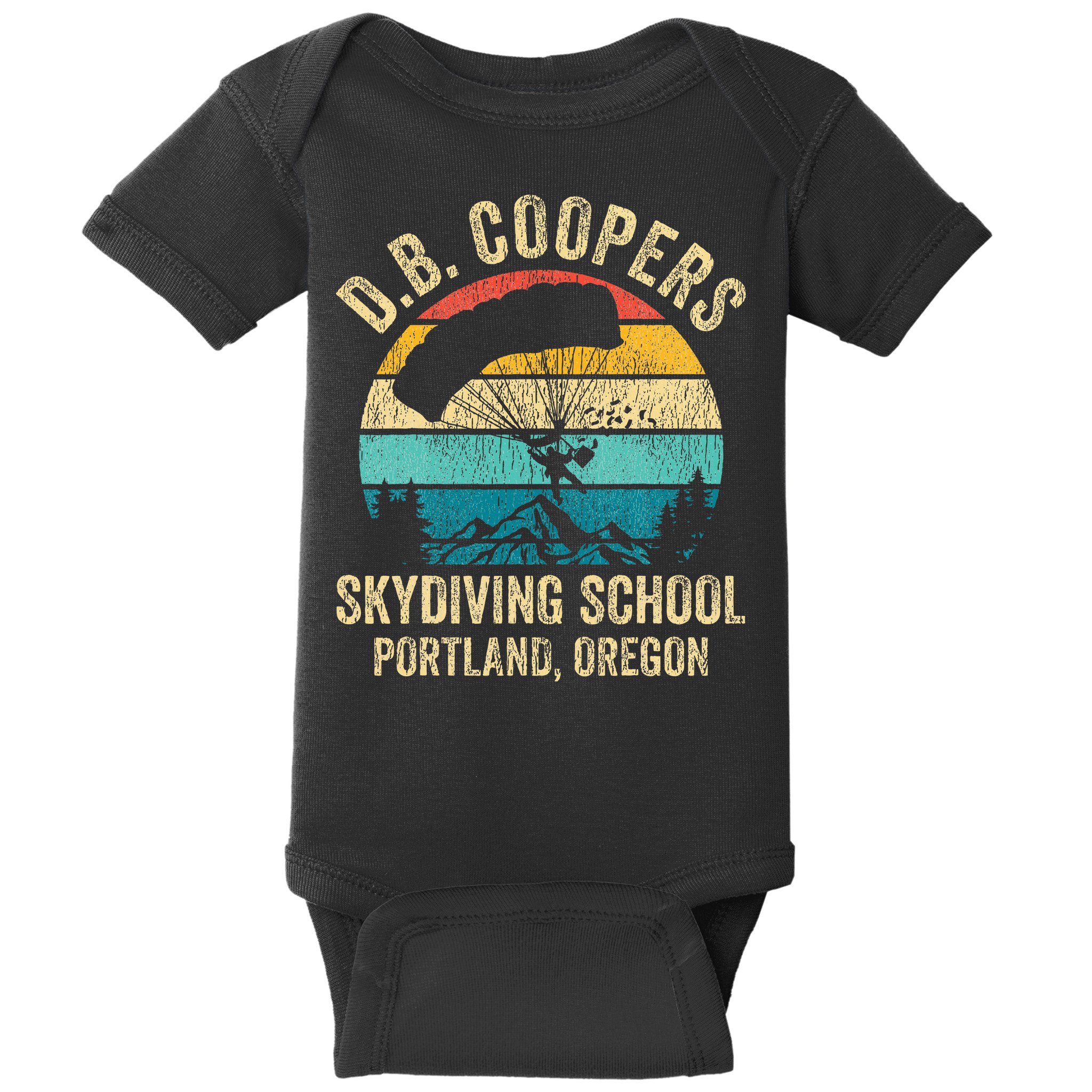 Vintage D. B. Coopers Skydiving School Portland Oregon Retro Baby Bodysuit